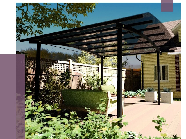 Навесы для террасы в Юбилейном от 13136 руб. под ключ | ПРОЛЁТ-Юбл