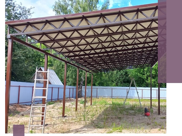 Односкатные навесы под ключ в Юбилейном — изготовление и монтаж