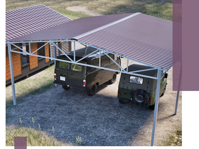 Двускатные навесы под ключ в Юбилейном — изготовление и монтаж