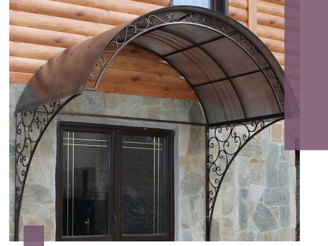 Арочные козырьки под ключ в Юбилейном: изготовление и монтаж